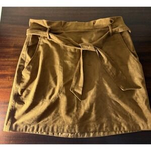 Abercrombie & Fitch Women's Skirt Faux Suede Tan Brown Tie Belt Size M
